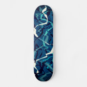 Skateboard Vague Turquoise Abstraite (Recto)