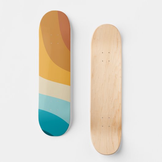 Skateboard Vagues Abstraites Arc-en-ciel coloré (Recto)