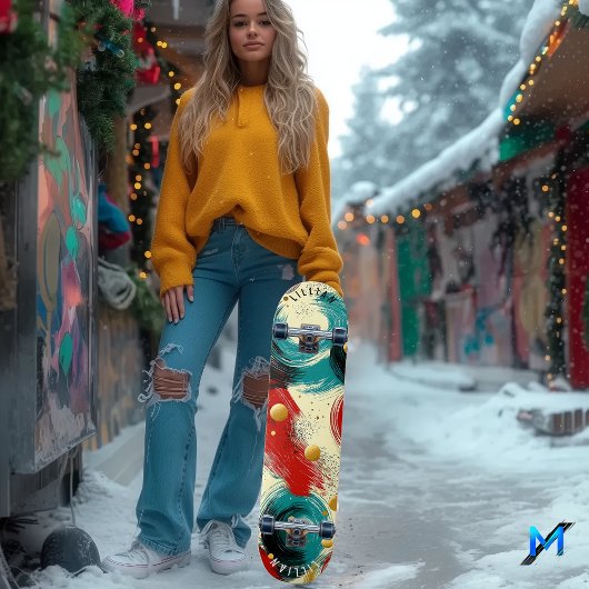Skateboard Vagues Abstraites Dynamiques avec Textures Audacie