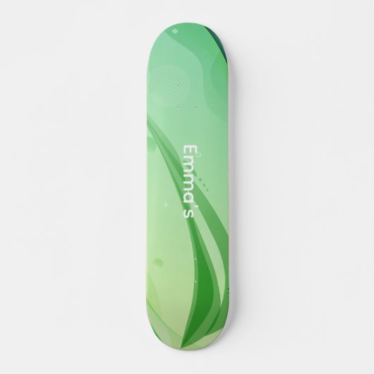 Skateboard Vagues de fluide vert abstrait moderne et graphe g (Devant)