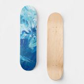 Skateboard Vagues de peinture bleue Abstraites (Recto)