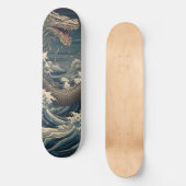 Skateboard Vagues Dragon Art Japonais (Recto)