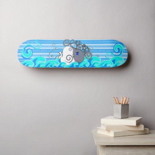 Skateboard Vagues Et Baleines (Art mural (Horz))