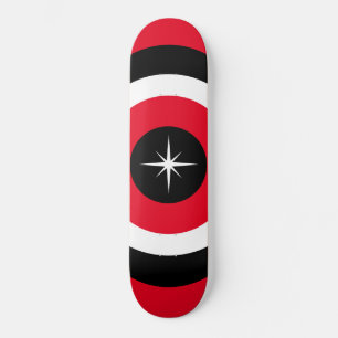 Skateboard Vagues modernes en noir, rouge et blanc