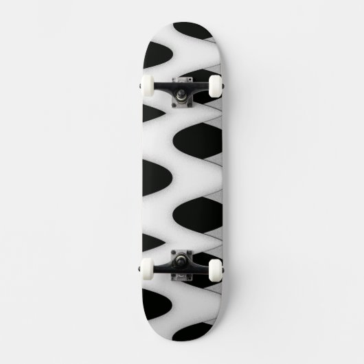 Skateboard Vagues noires et blanches (Recto)