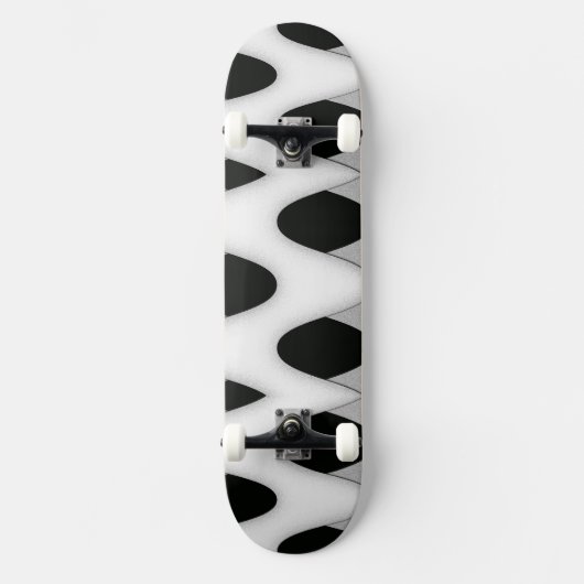 Skateboard Vagues noires et blanches (Recto)