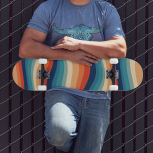 Skateboard Vagues Rétro Colorées Vintage