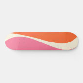 Skateboard Vagues simples 2 en rose, orange et crème (Horz)