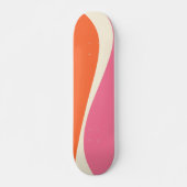 Skateboard Vagues simples 2 en rose, orange et crème (Devant)