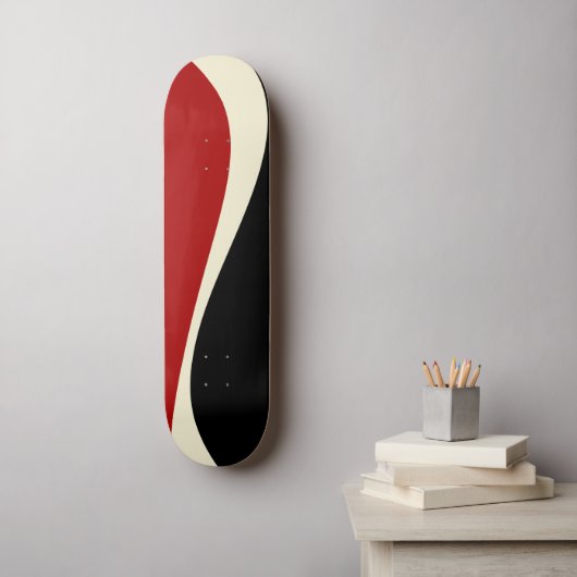 Skateboard Vagues simples 2 en rouge et crème (Art mural)