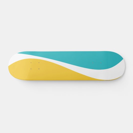 Skateboard Vagues simples 2 en Turquoise, Jaune et Blanc (Horz)