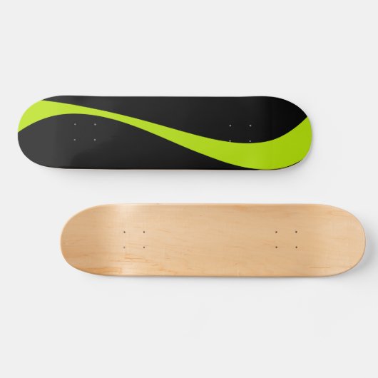 Skateboard Vagues simples 2 en vert citron et noir (Horz)