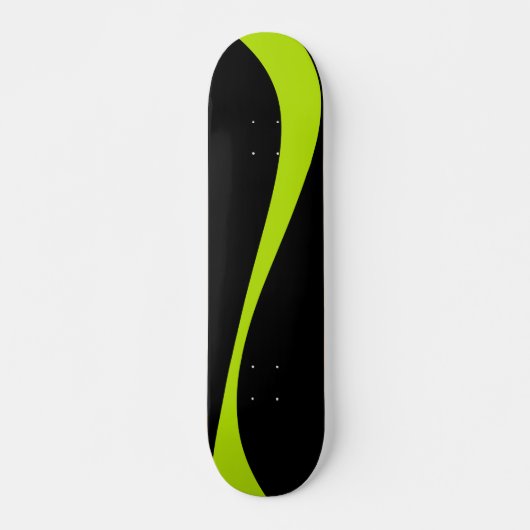 Skateboard Vagues simples 2 en vert citron et noir (Devant)