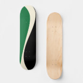 Skateboard Vagues simples 2 en vert, crème et noir (Recto)