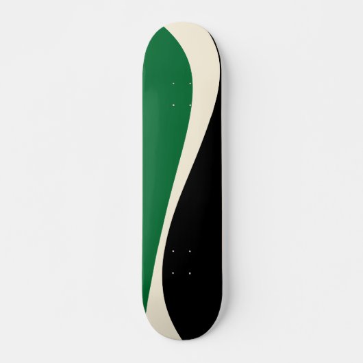 Skateboard Vagues simples 2 en vert, crème et noir (Devant)