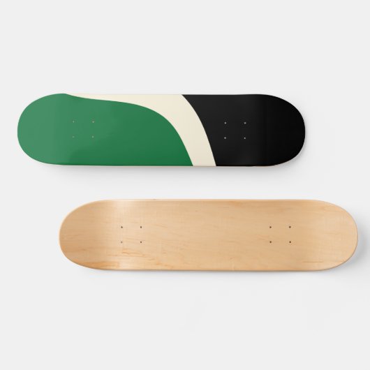 Skateboard Vagues simples 3 en vert, crème et noir (Horz)