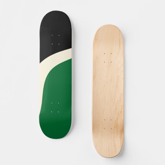 Skateboard Vagues simples 3 en vert, crème et noir (Recto)