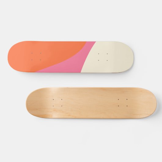 Skateboard Vagues simples 4 en rose, orange et crème (Horz)