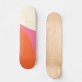 Skateboard Vagues simples 4 en rose, orange et crème (Recto)