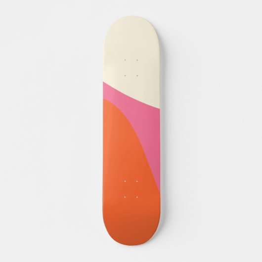 Skateboard Vagues simples 4 en rose, orange et crème (Devant)
