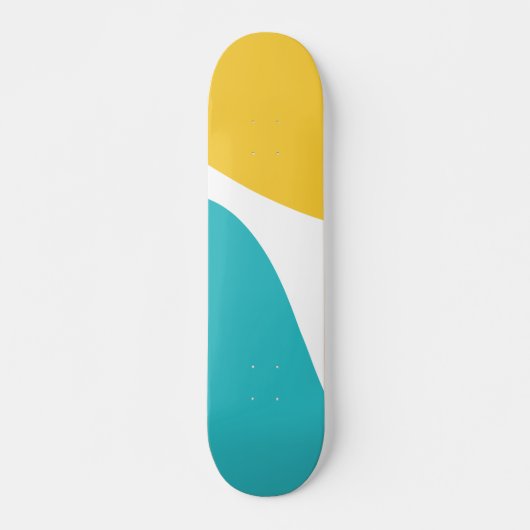 Skateboard Vagues simples 4 - Turquoise et Jaune (Devant)