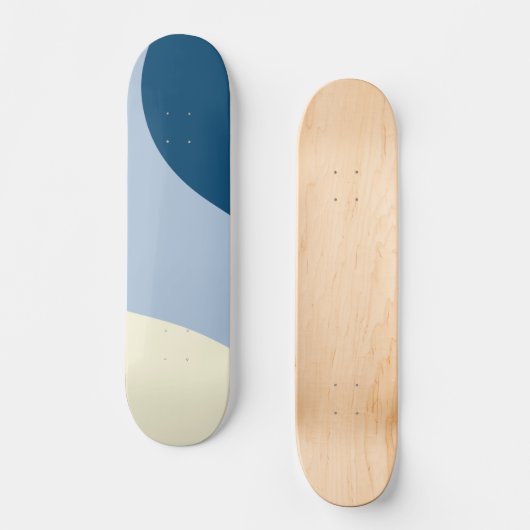 Skateboard Vagues simples - bleu foncé, bleu clair et crème (Recto)
