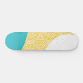 Skateboard Vagues simples - Motif floral Turquoise et Jaune (Horz)