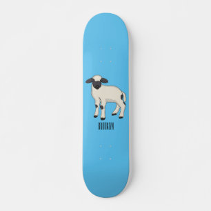 Skateboard Valais Blacknose sheep cartoon illustration
