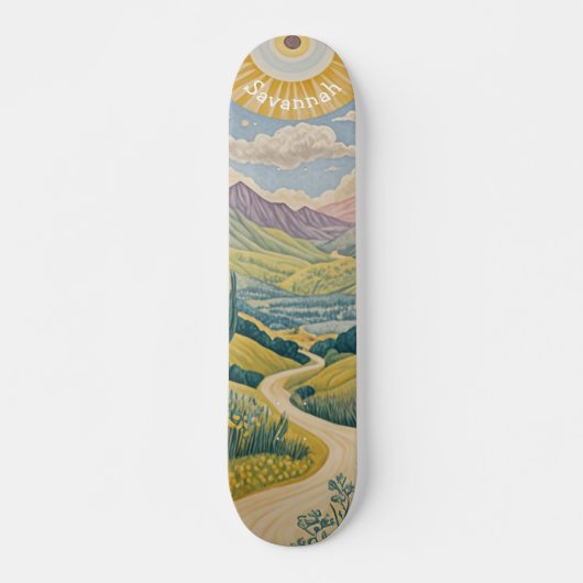 Skateboard Vallée tranquille : Paysage pastel (Devant)