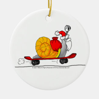 Skateboard van de kerstman keramisch ornament