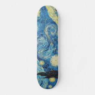 Skateboard Van Gogh Nuit étoilée Vintage Bleu Chef-d'œuvre