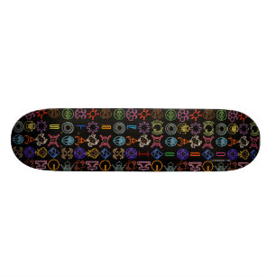 skateboard van kosmische symbolen