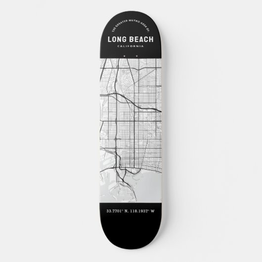 Skateboard van Long Beach City Map (Voorkant)