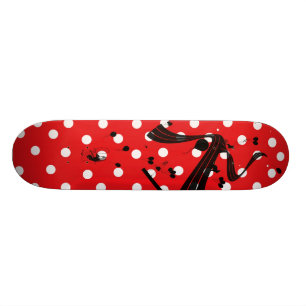 Skateboard van rode en witte poka