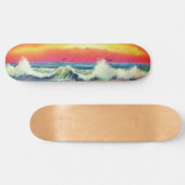 Skateboard van zee Sunset Waves - Schilderen (Horizontaal)