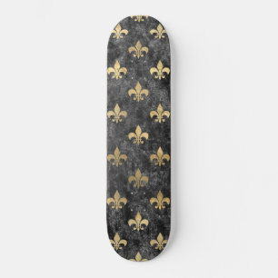 Skateboard Velours noir Fleur de Lis Mardi Gras Orleans