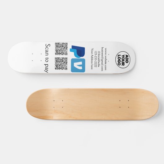 Skateboard Venmo paypal scan pour payer ajouter q r code logo (Horz)