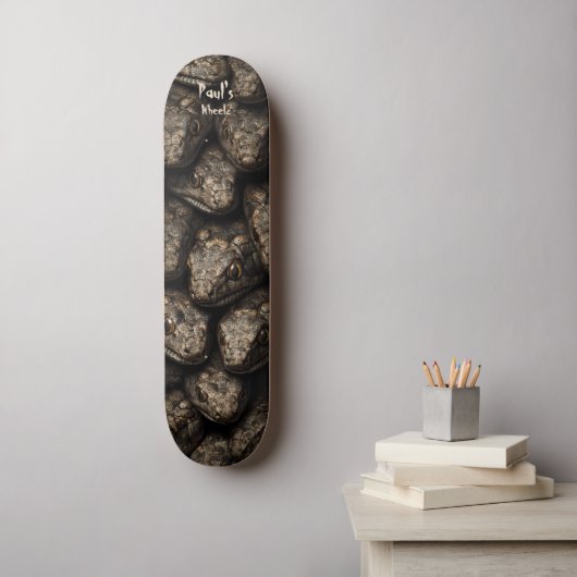 Skateboard Venomous snake heads in gold & black dark (Art mural)