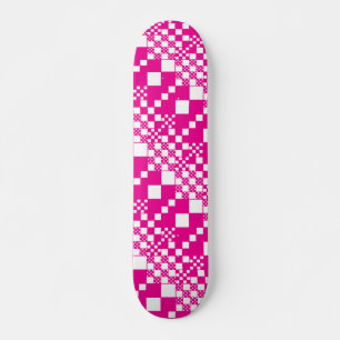 Skateboard Vérifié, Chèques en Magenta et Blanc