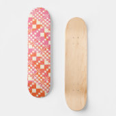 Skateboard Vérifié, Chèques - rose, orange et crème (Recto)