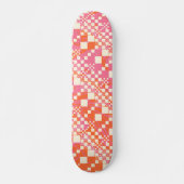 Skateboard Vérifié, Chèques - rose, orange et crème (Devant)