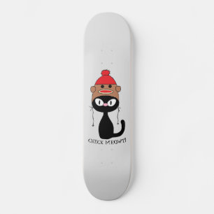 Skateboard Vérifie Moi Chat Noir avec Chapeau Singe Chaussett