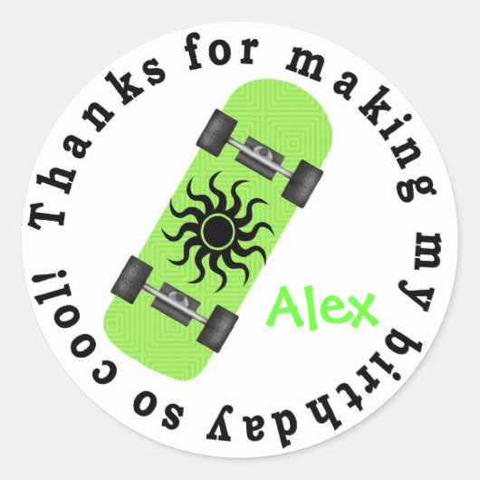 Skateboard Verjaardag Stickers (Voorkant)