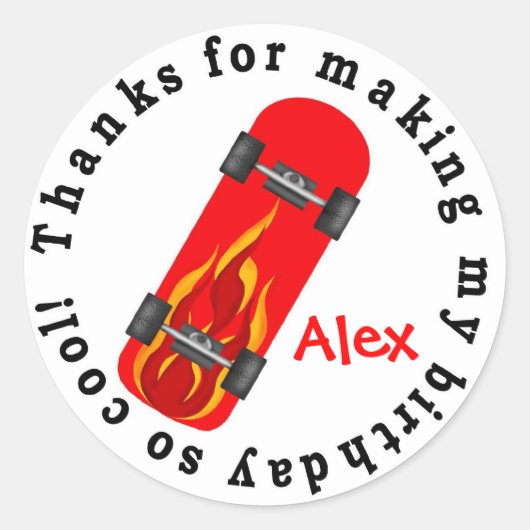 Skateboard Verjaardag Stickers (Voorkant)