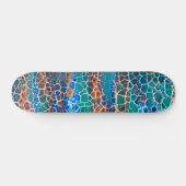 Skateboard Verre Turquoise orange abstrait (Horz)