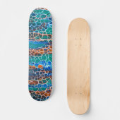 Skateboard Verre Turquoise orange abstrait (Recto)