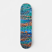 Skateboard Verre Turquoise orange abstrait (Devant)