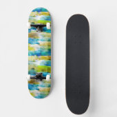 Skateboard Vert abstrait d'aquarelle, bleu (Recto)