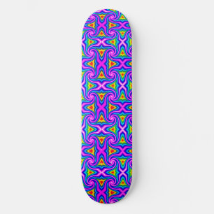 Skateboard Vert bleu orange mauve arc-en-ciel Motif Rhombus