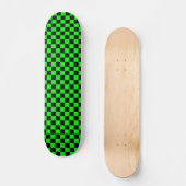 Skateboard Vert citron et carreaux noirs (Recto)